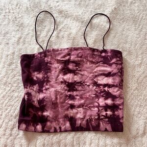 American Eagle Tie-Dye Dark Pink Thin Strapped Crop Top 🩷